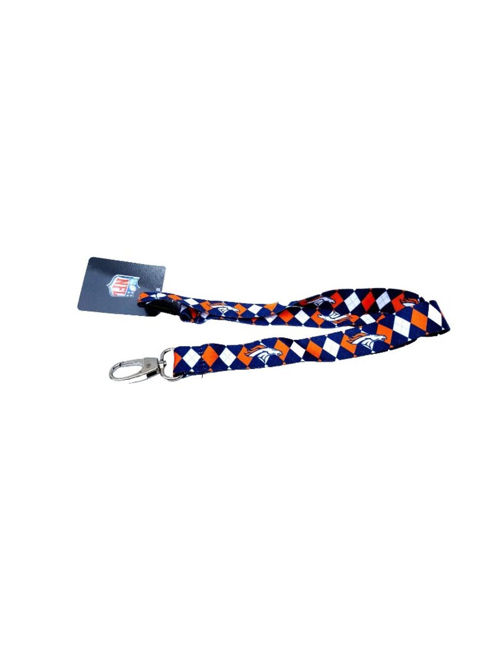 Denver Broncos Lanyard Keychain Argyle Reversible With Clip NFL New